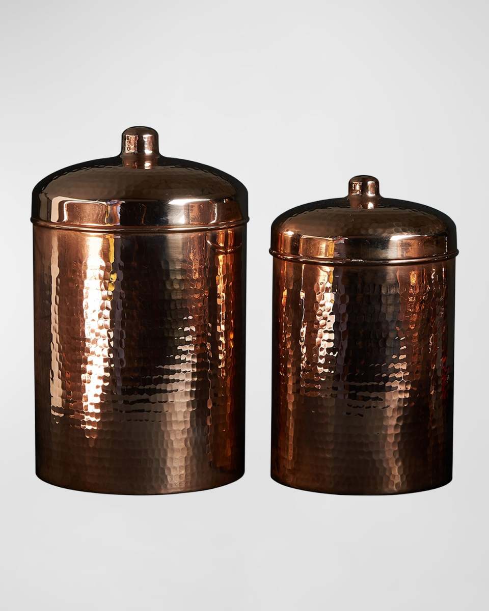 Hammered Copper Large Canisters, Set of 2